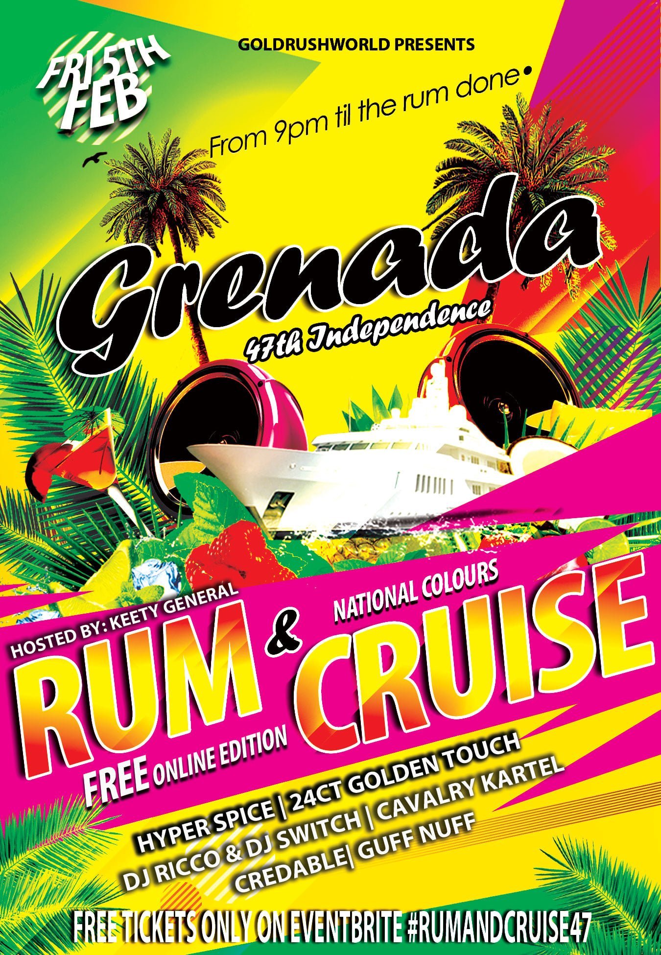 Grenada 47th Independence – Rum & National Colours Cruise